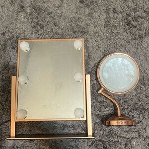 rose gold light up mirror set